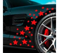 Lot de 30 étoiles autocollantes en vinyle pour carrosserie de voiture, ordinateur portable, mur, décoration d'intérieur (rouge réfléchissant)