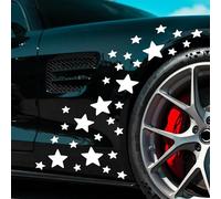 Lot de 30 étoiles autocollantes en vinyle pour carrosserie de voiture, ordinateur portable, mur, décoration d'intérieur (blanc réfléchissant)