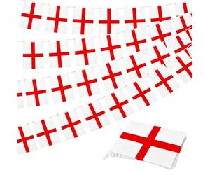 Lot de 30 fanions double face de la croix de St Georges de l'Angleterre pour décorations de fête de la Coupe du monde 2026 de 10 m - 14 x 21 cm