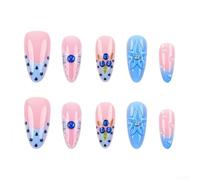 Lot de 30 faux ongles à presser Motif floral myrtille