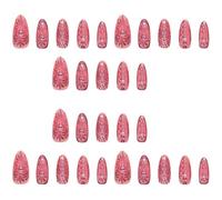Lot de 30 faux ongles artificiels à presser en forme d'amande avec motifs de cœurs