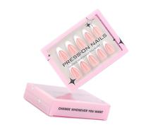 Lot de 30 faux ongles brillants à presser en forme d'amande avec 15 tailles et 30 pointes françaises, décorations d'ongles à coller rapidement pour femmes et filles