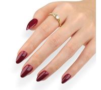 Lot de 30 faux ongles courts à presser en acrylique brillant - 15 tailles - Bordeaux - Pour femme