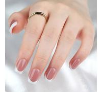 Lot de 30 faux ongles courts blancs French Tip en acrylique - À presser - Couverture complète - Pour femme et fille