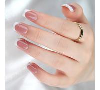 Lot de 30 faux ongles courts - Pointes françaises blanches à presser - Couverture complète facile à coller - Pour femmes