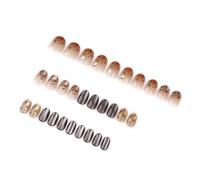 Lot de 30 faux ongles courts ronds dégradés avec pointe française à coller sur les yeux de chat pour femme