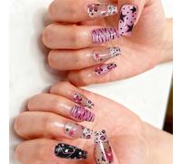 Lot de 30 faux ongles en ABS avec motif vagues texturées et perles pour personnaliser les styles d'ongles