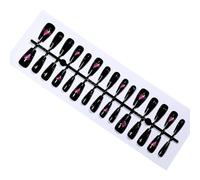 Lot de 30 faux ongles en forme de cœur noir à coller sur les ongles artificiels pour les fêtes