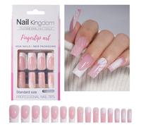 Lot de 30 faux ongles longs carrés à presser en acrylique brillant