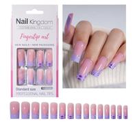 Lot de 30 faux ongles longs carrés French Tip Press On Nails Accessoires