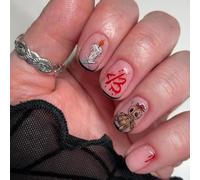 Lot de 30 faux ongles longs en forme d'amande rouge cerise - Bordeaux brillant - Couleur unie - Avec colle à ongles pour femme et fille - Bougie nude Muppet