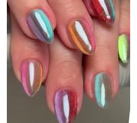 Lot de 30 faux ongles métalliques ombrés avec strass et ajustement ergonomique pour un look professionnel effet œil de chat