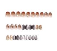 Lot de 30 faux ongles ronds courts en acrylique avec dégradé de couleurs