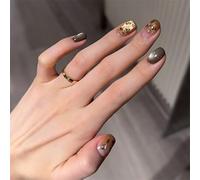 Lot de 30 faux ongles ronds courts en acrylique avec dégradé de couleurs