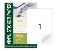 Lot de 30 feuilles A4 de papier autocollant en vinyle brillant imperméable pour imprimantes à jet d'encre et laser, 210 mm x 297 mm