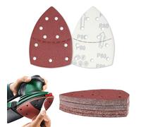 Lot de 30 feuilles abrasives triangulaires - Papier abrasif - 11 trous - Pour ponceuse triangulaire - Grain 80