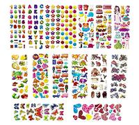 Lot de 30 feuilles d'autocollants 3D gonflés pour enfants pour fête, cadeaux récompensants, scrapbooking, y compris animaux, poissons, dinosaures, chiffres, fruits, papillons