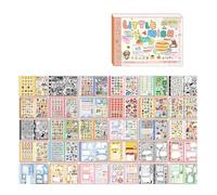 Lot de 30 feuilles d'autocollants esthétiques de dessin animé pour journal, carnet, planificateur, scrapbooking, ornements, notes de mariée adhésives portables