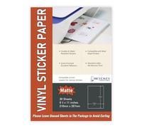 Lot de 30 feuilles de papier autocollant A4, imprimable non étanche en vinyle mat pour imprimantes à jet d'encre et laser, 210mm x 297mm