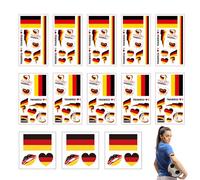 Lot de 30 feuilles de tatouages drapeau de l'Allemagne, autocollants en forme de cœur pour hommes et femmes