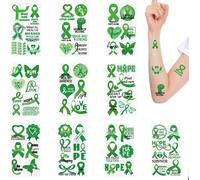 Lot De 30 Feuilles De Tatouages Temporaires En Ruban Vert Pour Sensibilisation À La Santé Mentale Et Au Cancer Du Foie[Z1474]