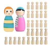 Lot de 30 Figurine a Peindre, Figurines en Bois Naturel, Inachevées du Petit Peuple pour Peindre et Bricoler, Femme Homme pour DIY, Mariage, Anniversaire Dekoration