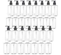 Lot de 30 Flacons Pompe Transparents en Plastique 250 ML | Bouteilles Rechargeables avec Pompes Noires et Blanches, Distributeurs pour Savon, Shampooing, Lotion et Produits de Soin