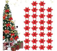 Lot de 30 fleurs de décoration de Noël, flocons de neige, fleurs pour décorations de Noël, arbres de Noël, décorations d'arbre de Noël, couronne de Noël, décoration de Noël à suspendre, sapin de Noël