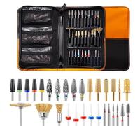 Lot de 30 forets avec sac de rangement, lime électrique à cuticules diamant et embouts en gel acrylique en céramique