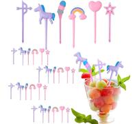 Lot de 30 Fourchette Enfant, Pics à Fruits et Animaux, Licorne, Caricature, Cure-Dents pour Déjeuner, Bento, Dessert