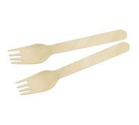 Fackelmann 31026 Lot de 30 fourchettes jetables en bois FSC, Fourchettes à usage unique biodégradables, Bois certifié FSC, 16x2,5cm