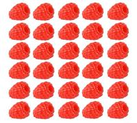 Lot de 30 framboises en plastique pour décoration de table d'intérieur, réception de mariage, présentation des aliments et accessoire photo (A)