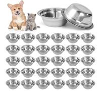 Lot de 30 gamelles pour chien en acier inoxydable - Gamelles en métal pour nourriture et eau - Passe au lave-vaisselle - 13 x 4,6 cm - Gamelle pour nourriture humide et sèche - Pour petits chats et