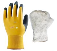 Lot de 30 gants de travail épais pour la pêche en plein air avec paume en latex résistant aux perforations, imperméables et non mouillants, doublure polaire pour plus de chaleur, antidérapant (jaune)