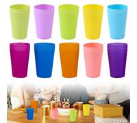 Lot de 30 Gobelets en Plastique Colorés Réutilisables - 260 ml, 10 Couleurs - Pour Enfants, Fêtes en Plein Air