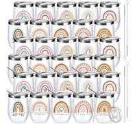 Lot de 30 gobelets isothermes en acier inoxydable avec couvercles, cadeaux de fin d'année, cadeaux de remerciement de la part des étudiants, enseignants, infirmiers, mentors (355 ml)
