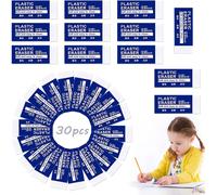 Lot De 30 Gommes,Gomme En Plastique Blanc Avec Texte Gomme Souple 2b Très Bien Adaptée Pour Les Crayons À Papier,Les Écoles,Les Croquis,Les Peintures,Les Artistes¿18 X 38 Mm¿