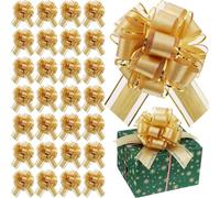 Lot de 30 grands nœuds à tirer pour emballage cadeau, décoration de vacances, paniers cadeaux (doré)