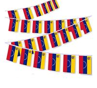 Lot de 30 guirlandes de drapeau national du Venezuela - 10 m - Guirlande décorative pour extérieur, intérieur, patio, cour