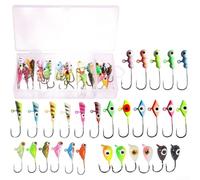 Lot de 30 hameçons barbelés compacts avec couleurs respectueuses des yeux pour la pêche sur glace et la truite