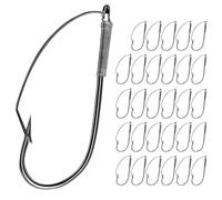 Lot de 30 hameçons de pêche sans mauvaises herbes, bas de ligne de rechange, protège-dents pour appâts souples Wackys Worm long cou