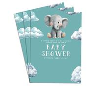 Lot de 30 invitations à remplir avec inscription « A Little Peanut » pour fille et garçon Motif éléphant 12,7 x 17,8 cm