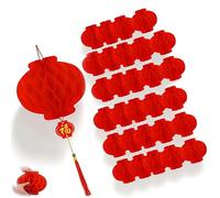 Lot de 30 lanternes Chinoises Rouges suspendues Pliables et étanches - Lanternes en Papier Rouge - Idéales pour Le Nouvel an Chinois, la Fête du Printemps et Les décorations de fête