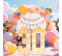 Lot de 30 lettres lumineuses à LED - 100 cm - Chiffres lumineux géants - Décoration d'anniversaire de mariage