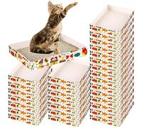 Lot de 30 litières jetables pour chat - Pliables - Non agglomérantes - Durable et résistante à l'eau - Entrée faible - Élimination facile - Portable (34,5 x 24,6 x 4,8 cm)