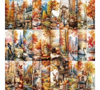 Lot de 30 marque-pages aquarelle d'automne en papier pour Thanksgiving, récolte, citrouille, renard, lapin pour les amateurs de livres, cadeau de lecture et cadeaux de fête