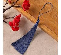 Lot de 30 marque-pages de 12 cm, longs pompons pour bricolage, pompons en coton, pour trousseau de clés, étiquettes cadeaux, artisanat, fabrication de bijoux (bleu marine)