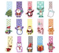 Lot de 30 marque-pages de Noël pour enfants, marque-pages magnétiques multicolores, cadeaux de Noël, bonhomme de neige, clips latéraux, pour enfants et étudiants (A)