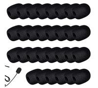 Lot de 30 microphones anti-pop de rechange en mousse - Mini microphone en mousse - Filtre pop - Pour casque - Pare-brise pour performance sur scène, enseignement, réunion (noir)