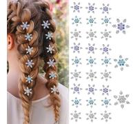 Lot de 30 mini barrettes à cheveux flocons de neige en strass, accessoires de décoration pour cheveux Frozen, mini ornements flocons de neige argentés en strass pour femmes